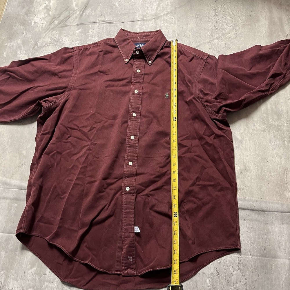 Polo Ralph Lauren XL Long Sleeve Solid Red 100% Cot Button Down Shirt Green Pony - Picture 5 of 9